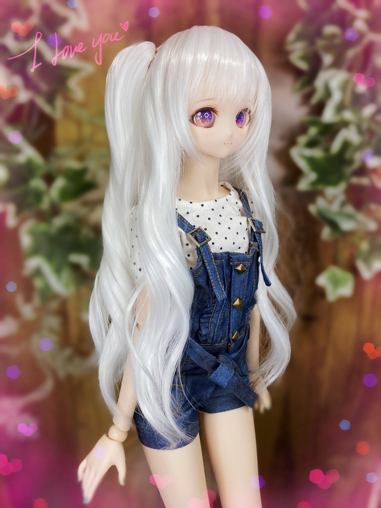 ドールウィッグ*プレミアムツインカール*ホワイト*9～9.5インチ