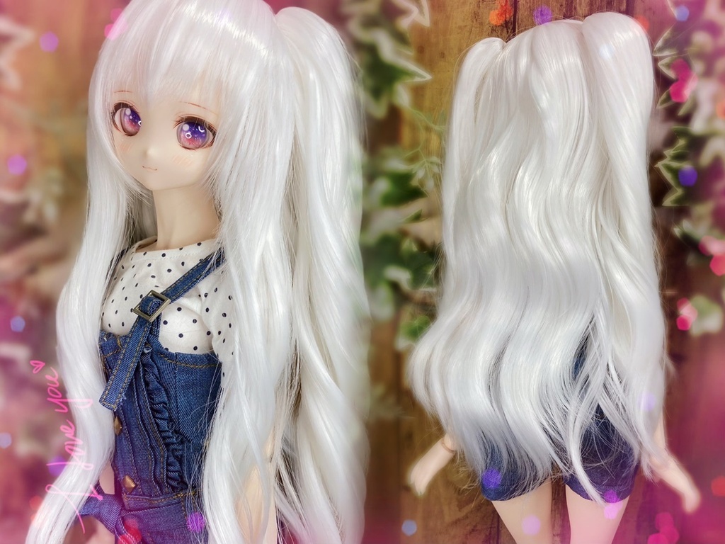 ドールウィッグ*プレミアムツインカール*ホワイト*9～9.5インチ