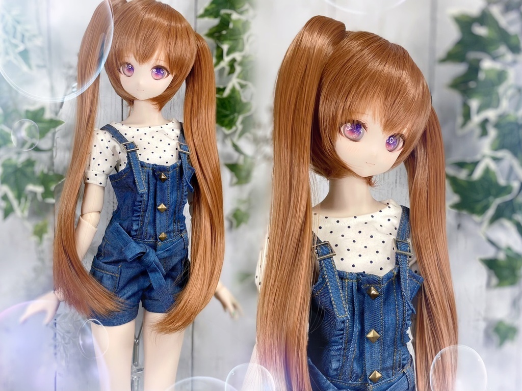 ドールウィッグ*ロングツインテール*チョコブラウン*9～9.5インチ