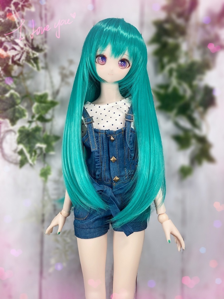 ドールウィッグ*ロングヘアー*ネギ色*9～9.5インチ