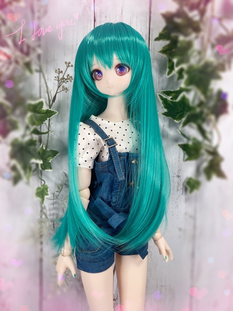 ドールウィッグ*ロングヘアー*ネギ色*9～9.5インチ
