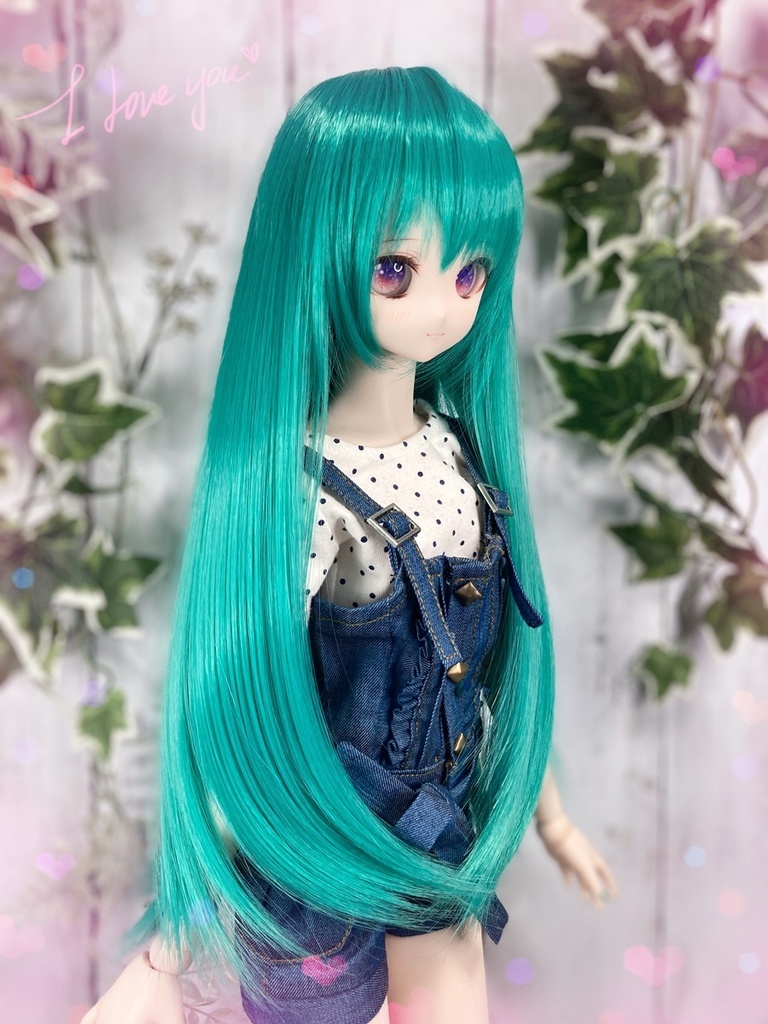 ドールウィッグ*ロングヘアー*ネギ色*9～9.5インチ