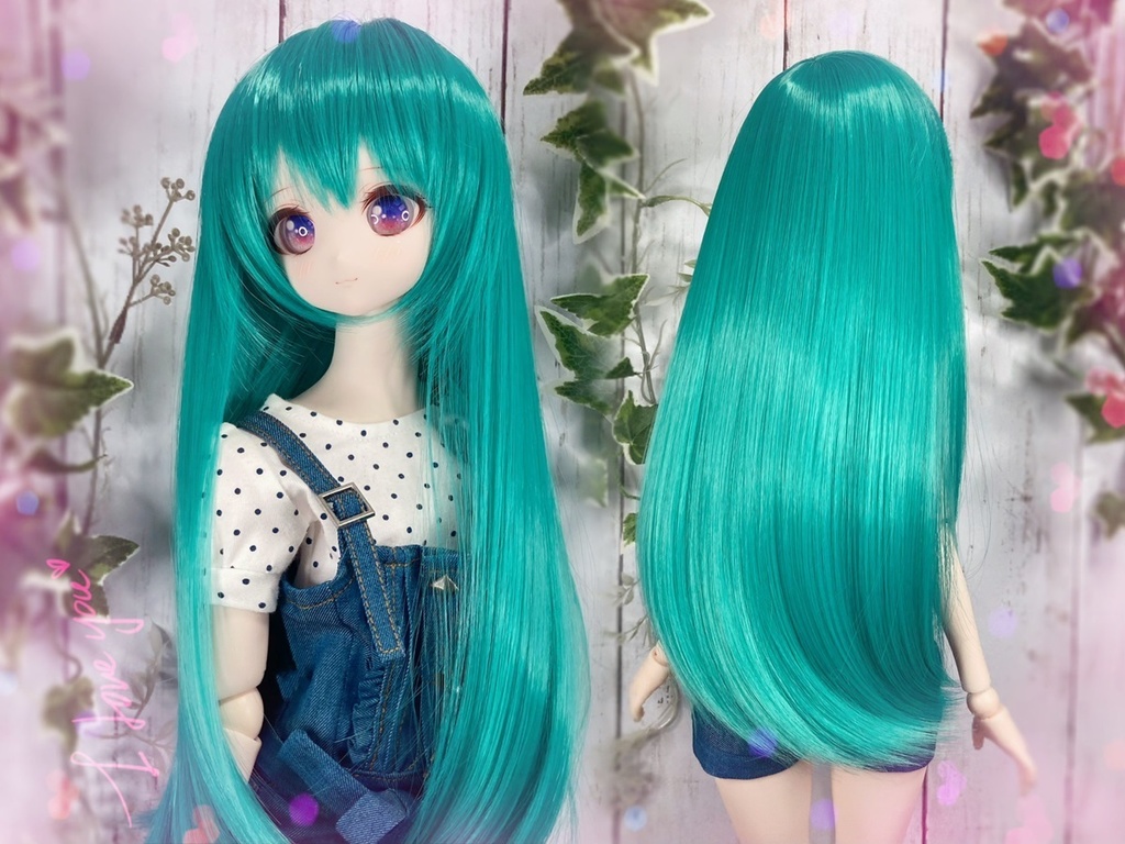 ドールウィッグ*ロングヘアー*ネギ色*9～9.5インチ