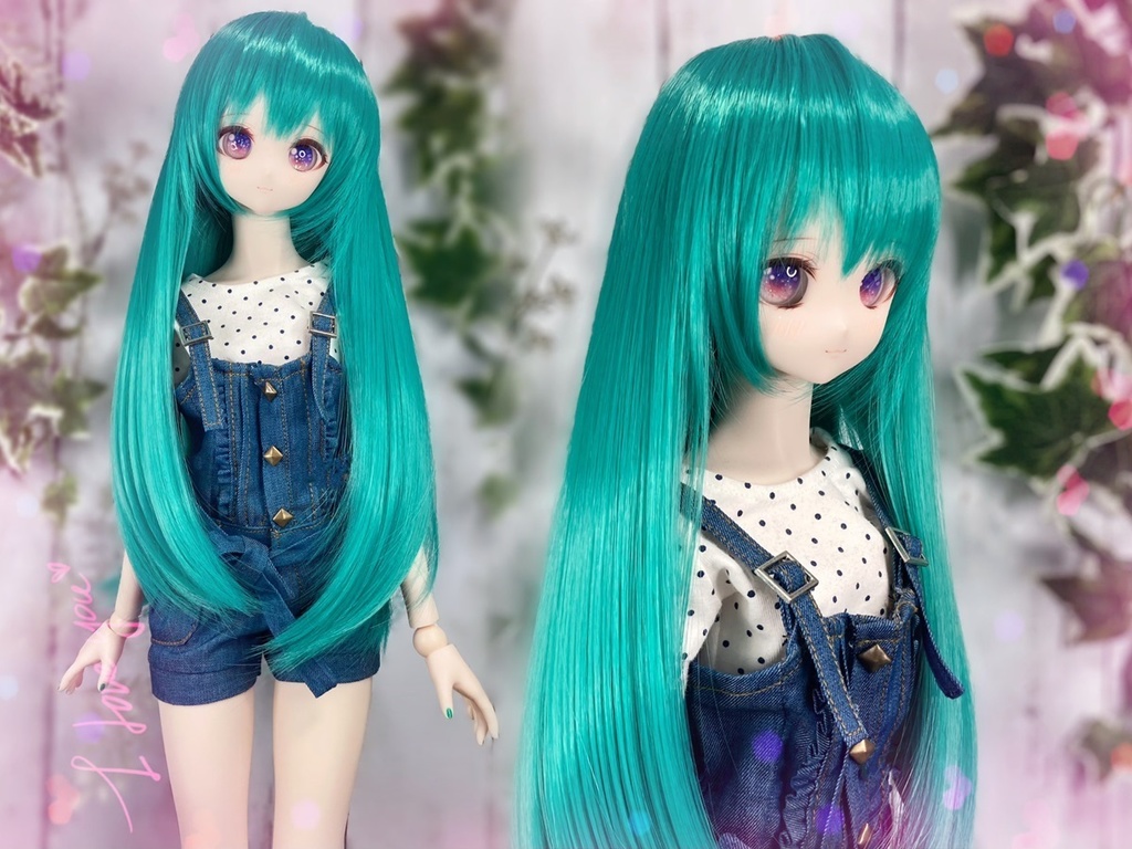 ドールウィッグ*ロングヘアー*ネギ色*9～9.5インチ