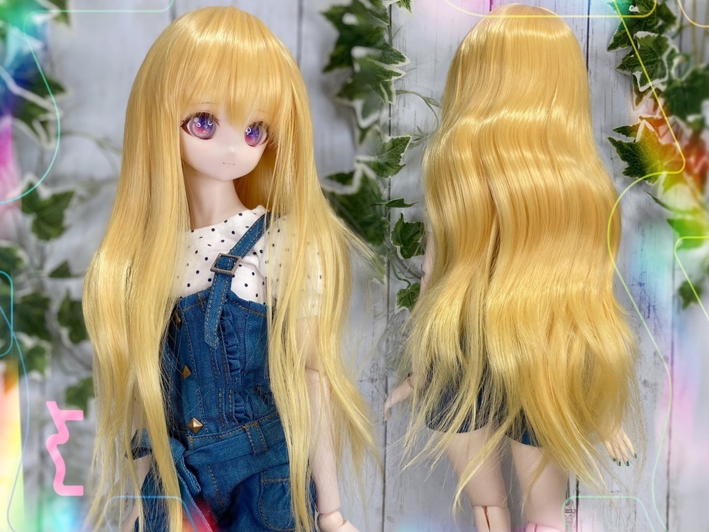 ドールウィッグ*エアリーロング*ゴールド*9～9.5インチ