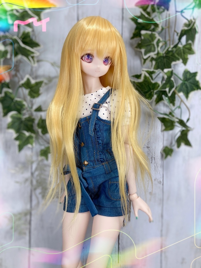 ドールウィッグ*エアリーロング*ゴールド*9～9.5インチ
