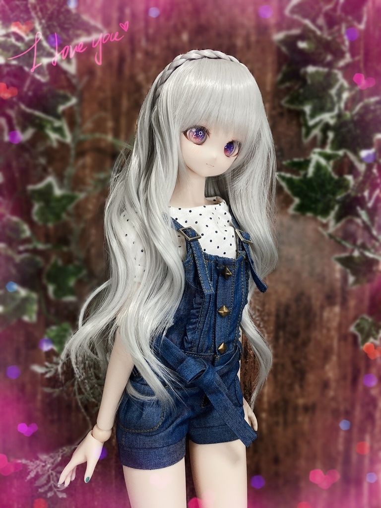 ドールウィッグ*フェアリーウェイブティアラ*シルバーアッシュ*9～9.5インチ