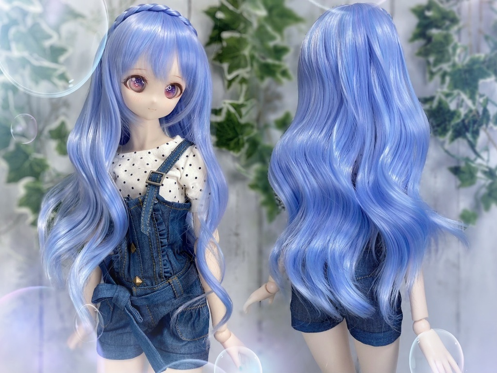 ドールウィッグ*フェアリーウェイブティアラ*あじさい色*9～9.5インチ