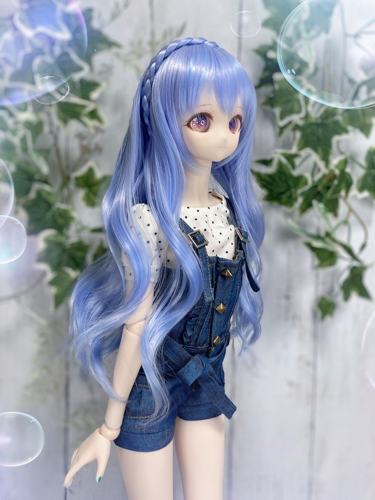 ドールウィッグ*フェアリーウェイブティアラ*あじさい色*9～9.5インチ