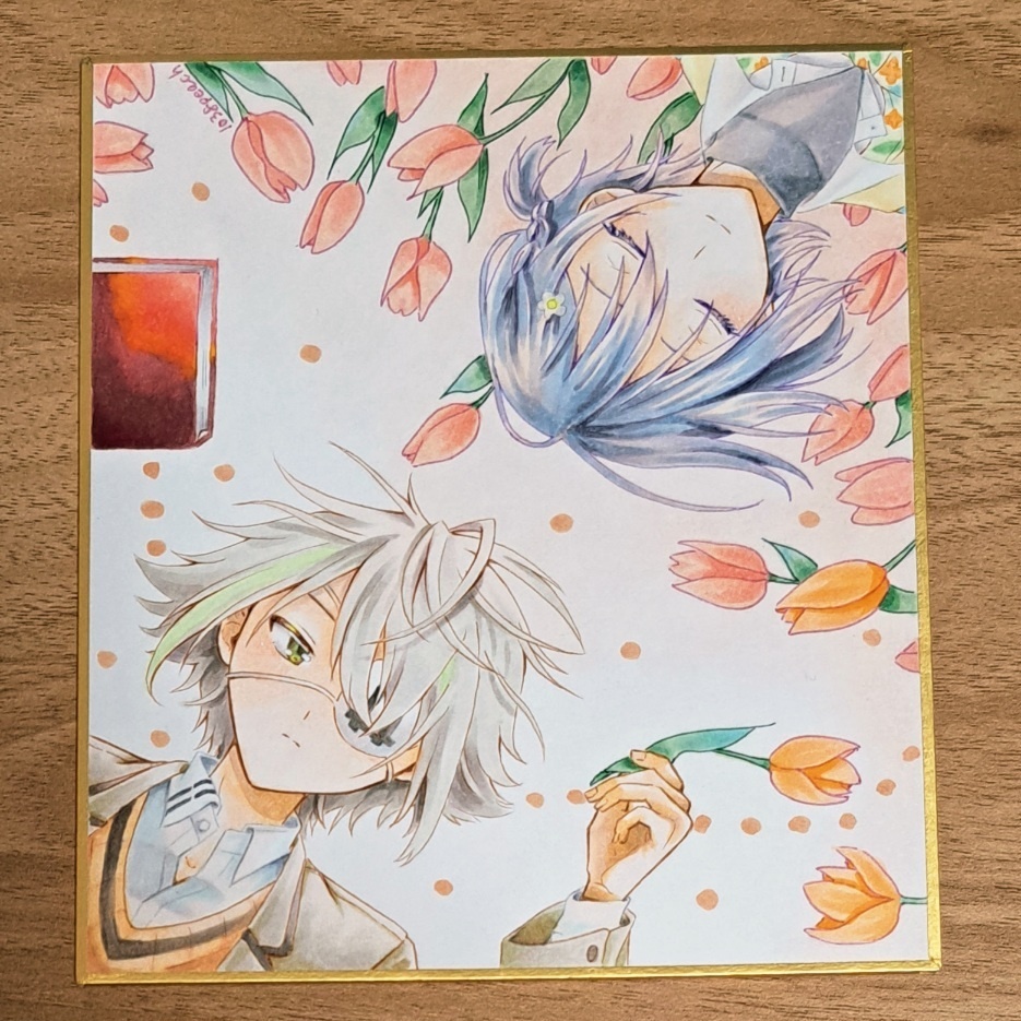 凪琉手描き色紙(学パロ風)
