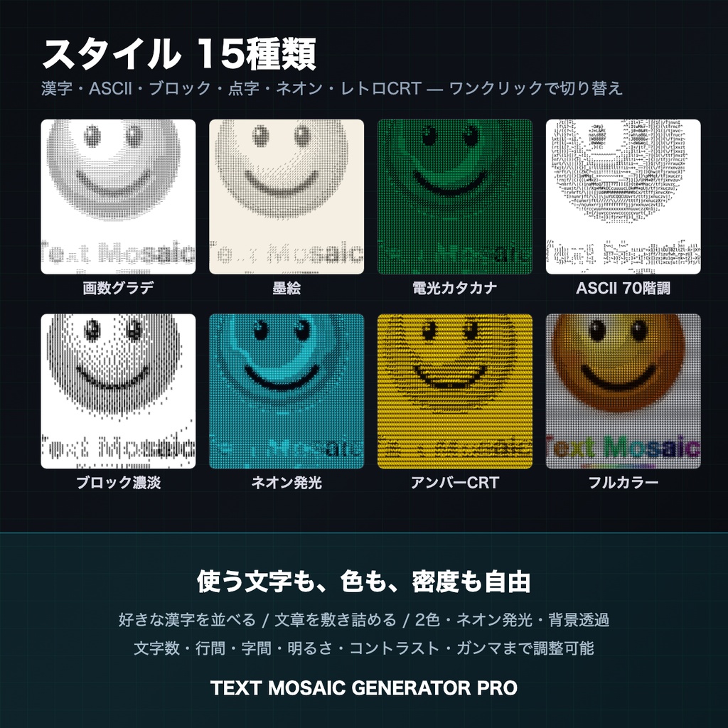 画像も動画も文字アートに - TEXT MOSAIC GENERATOR PRO
