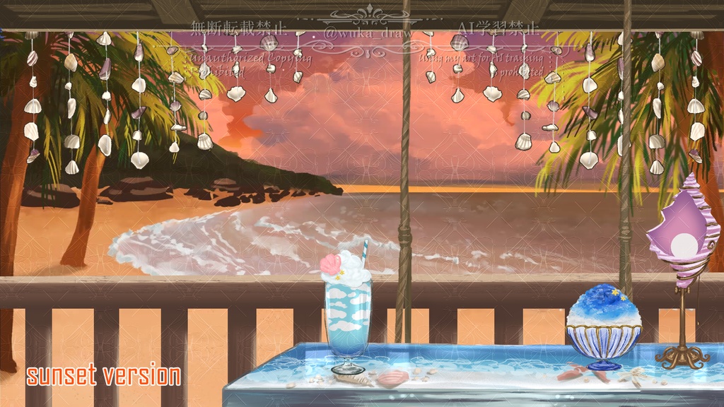 【動く背景&アイテム】海風が吹き抜ける海カフェ【時間差分含み】