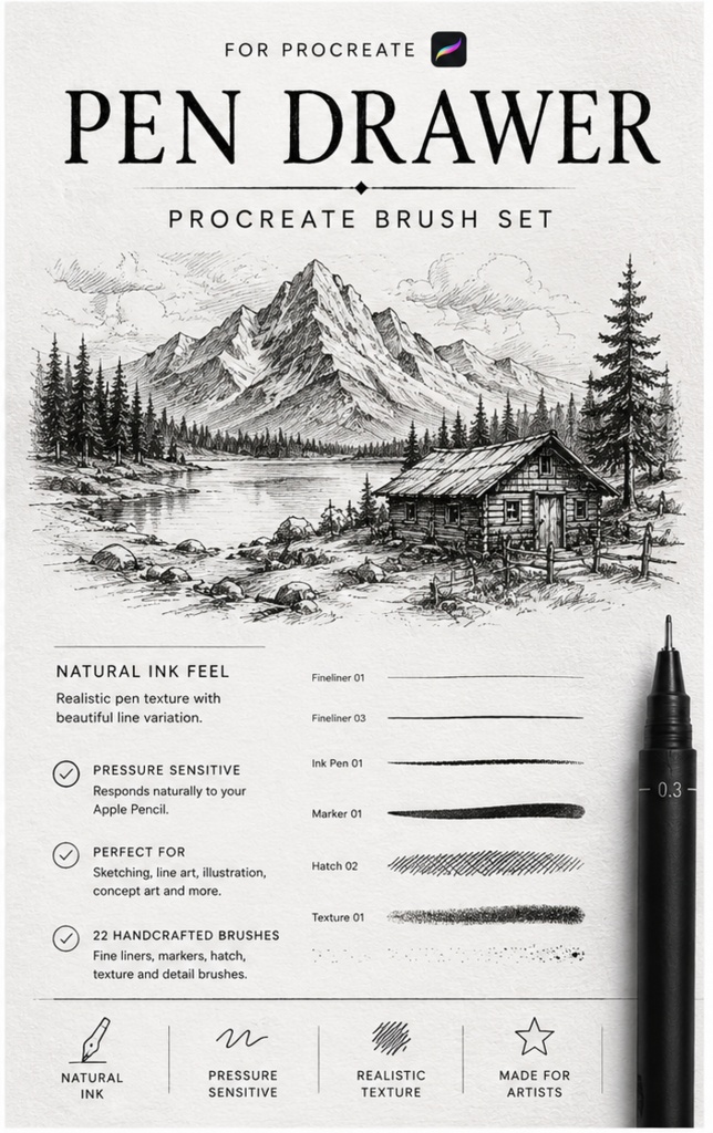 Pen Drawer Procreate Brush Set