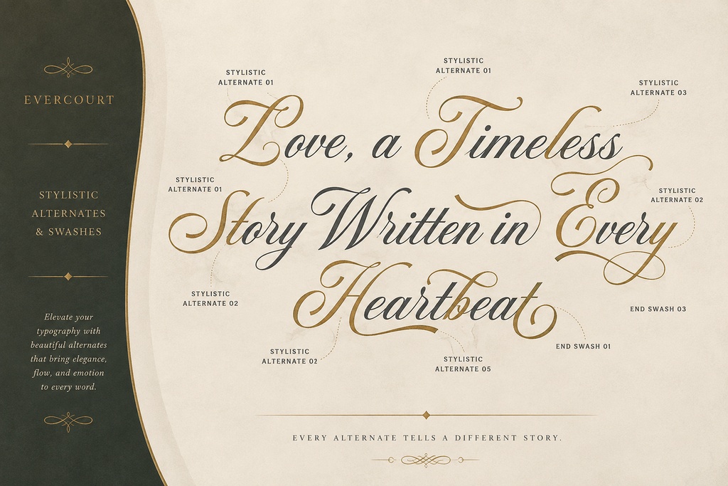 Evercourt — Romantic Script Font with Swashes