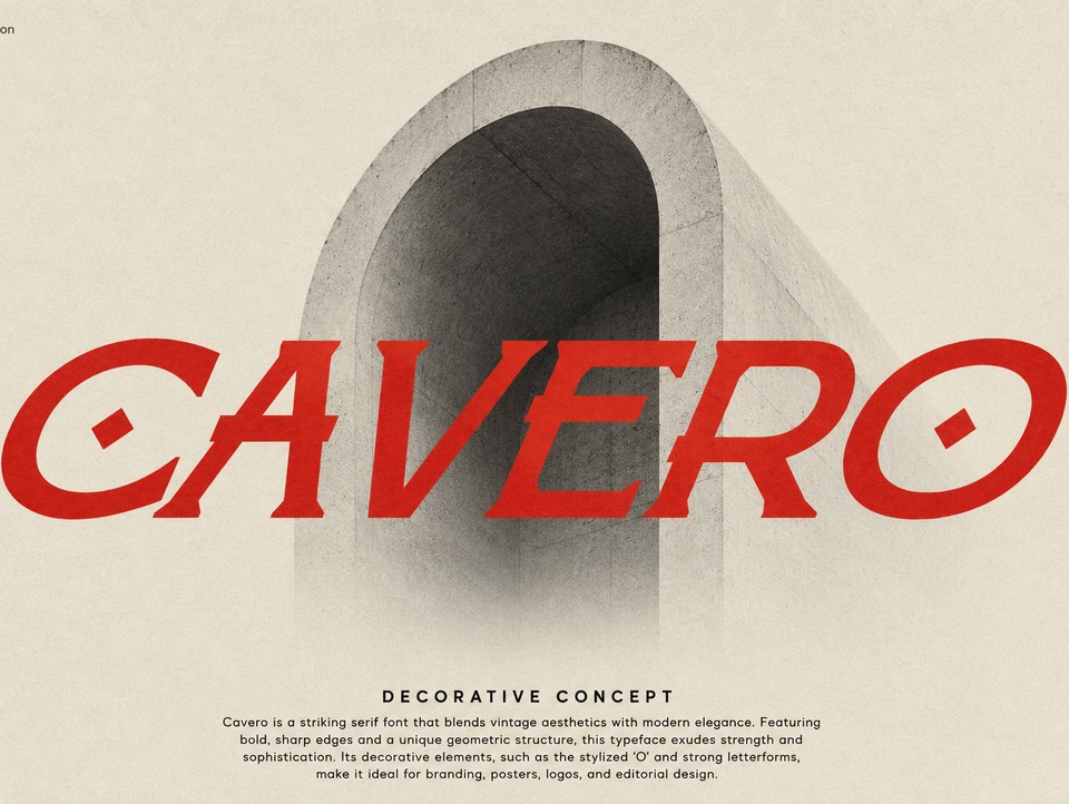 Cavero — ラグジュアリーなブランディングに最適な、コントラストの強い装飾的セリフフォント