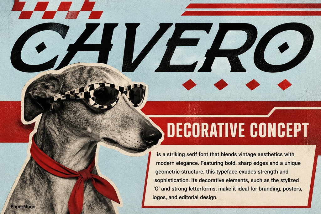 Cavero — ラグジュアリーなブランディングに最適な、コントラストの強い装飾的セリフフォント