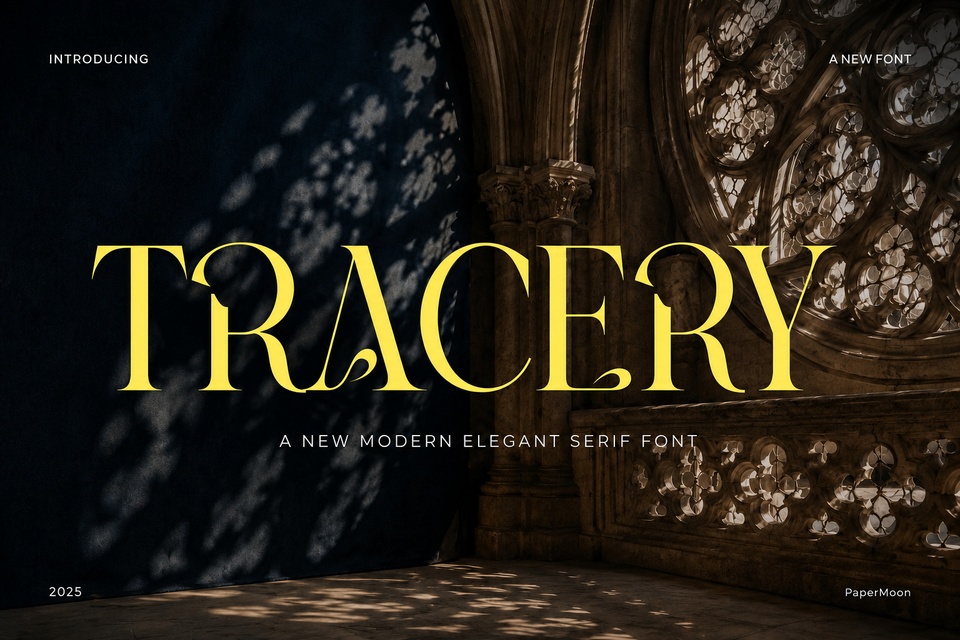 Tracery - ブランディングとエディトリアルデザインに最適なスタイリッシュなセリフフォント