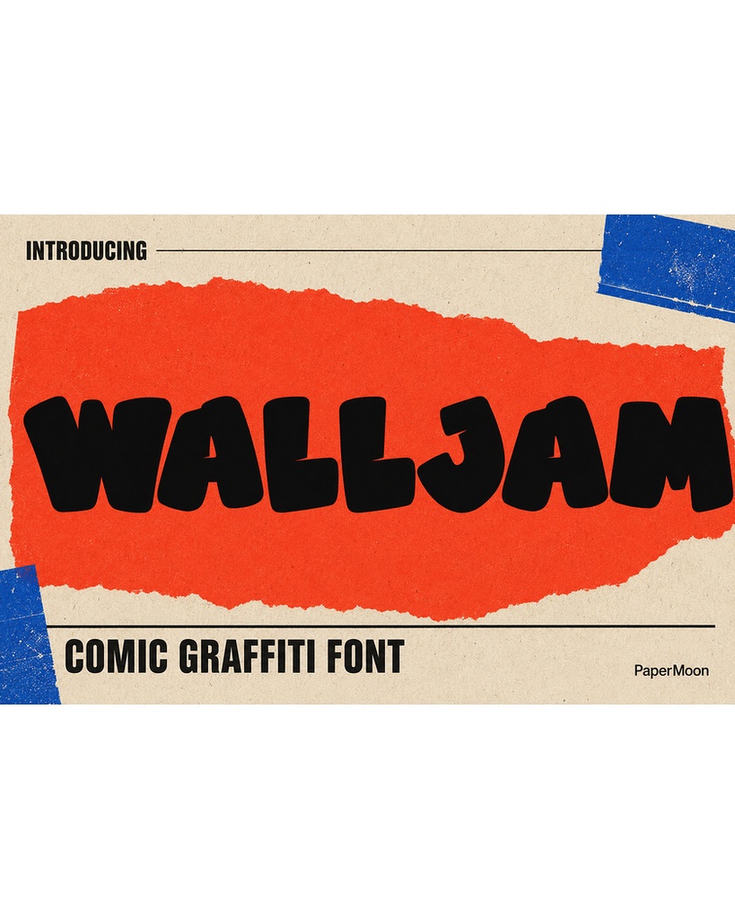 WallJam - 3Dシャドウ内蔵のコミック風グラフィティディスプレイフォントデュオ