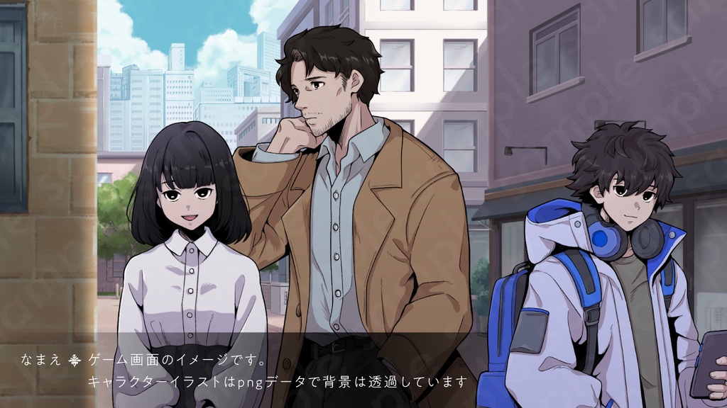 ゲーマー風の黒髪男子キャラクターの立ち絵素材|ペン画調・現代ミステリー・日常向け