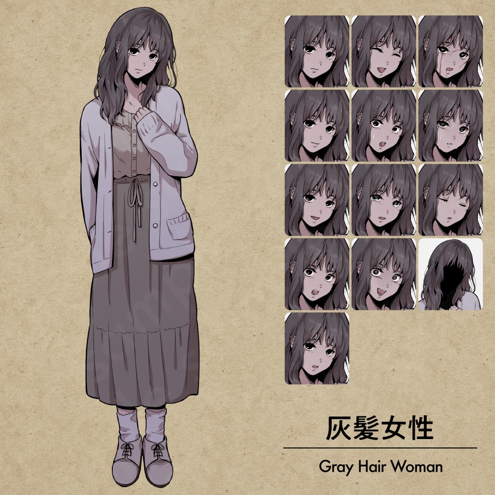 犯人・黒幕系キャラクター5体セットの立ち絵素材|ペン画調・ミステリー向け|不良・ヤンデレ・優等生など