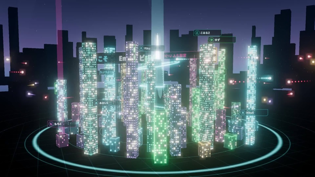 【待機・離席・終了つき】サイバーパンクの夜の街|動く3D配信背景(20秒ループ・日本語/英語)