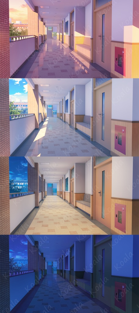 【背景素材】学校走廊