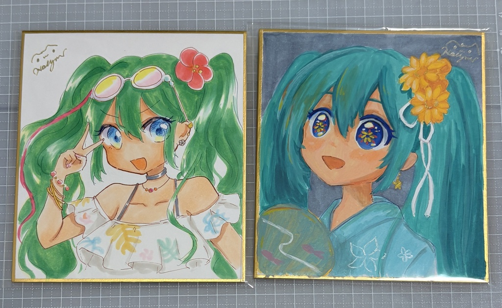 初音ミク　夏のアナログ色紙