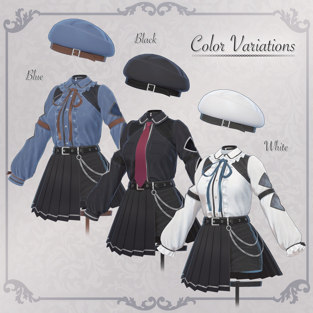 バイカラーブラウス&アシメスカートセット