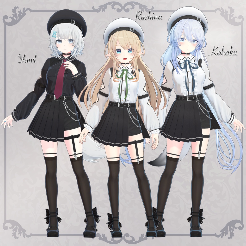 バイカラーブラウス&アシメスカートセット