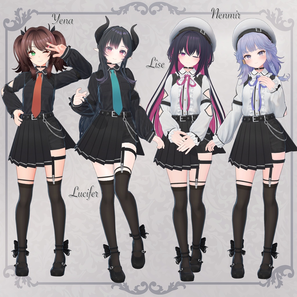 バイカラーブラウス&アシメスカートセット