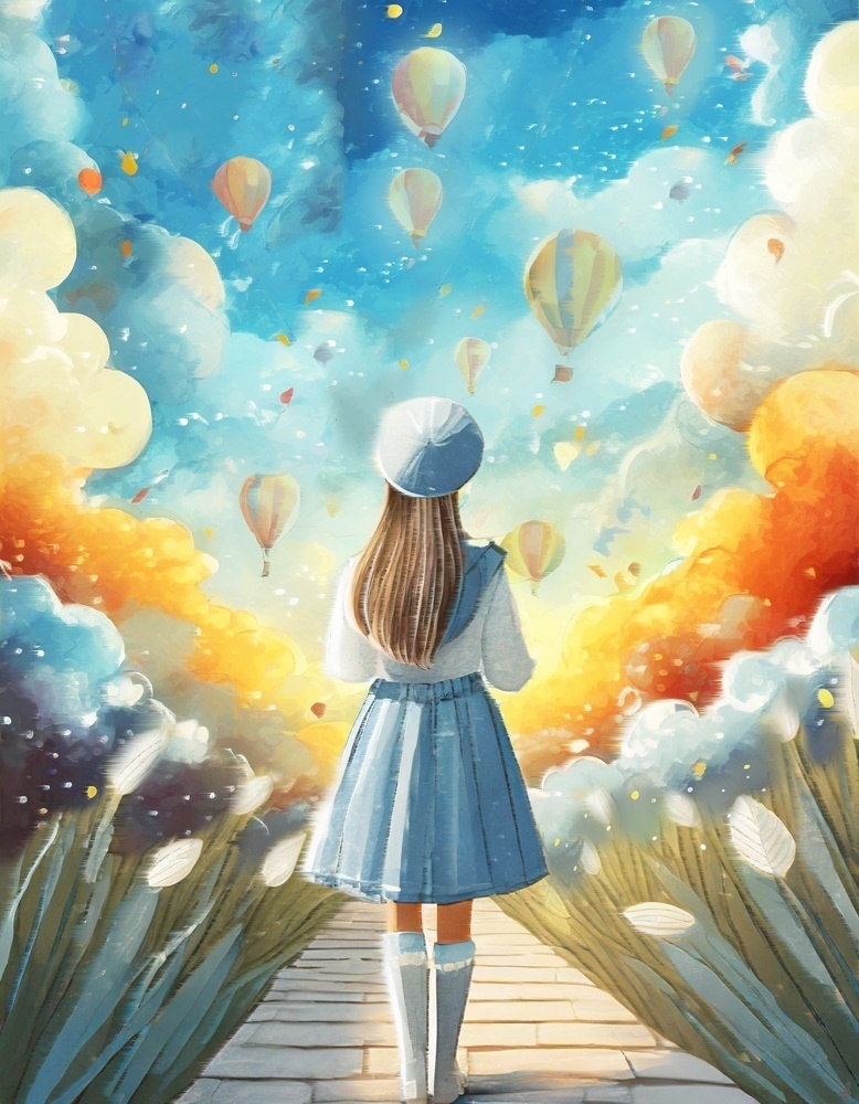 複製原画　空と気球と私　作者いちの　送料込