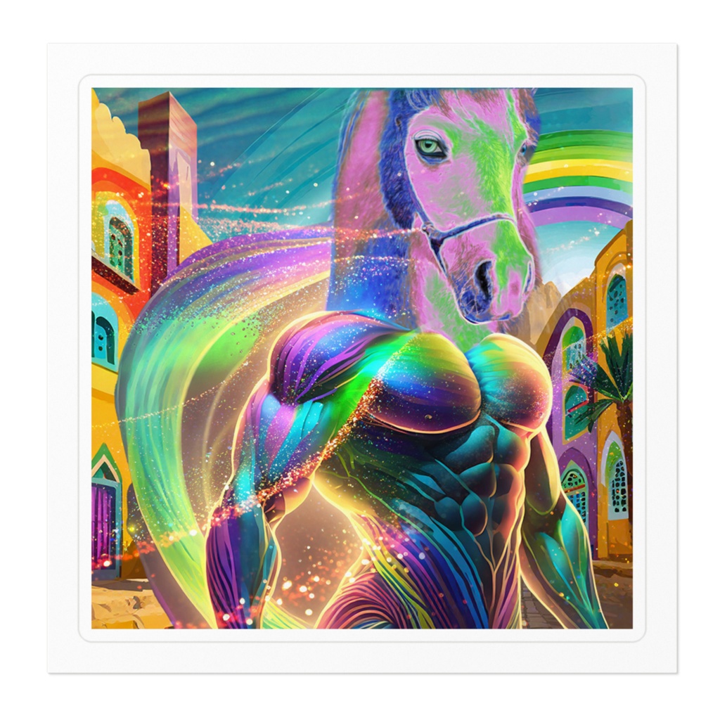 ステッカー「オッドアイ馬」