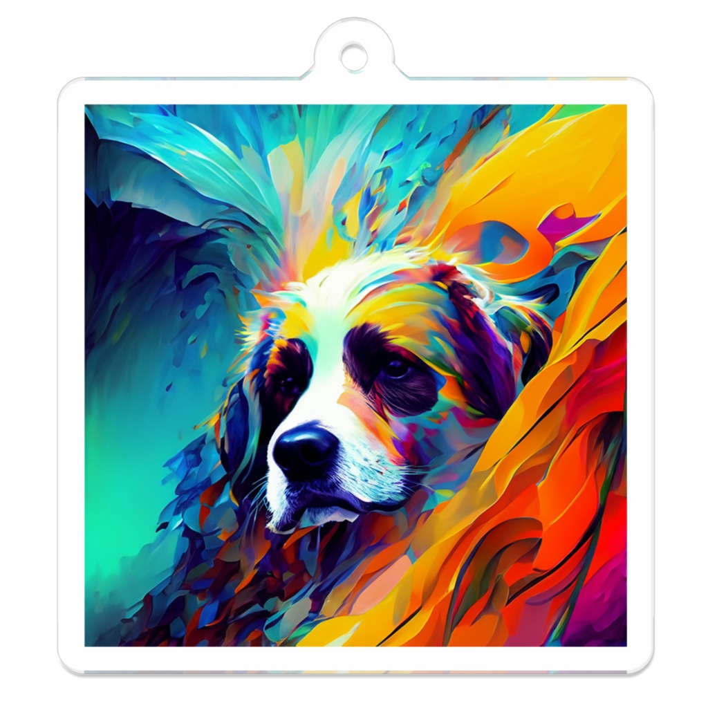 アクリルキーホルダー「犬×抽象画」