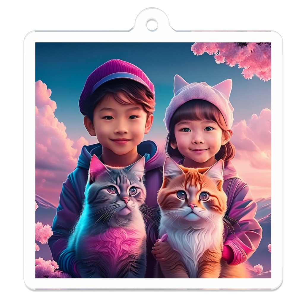 アクリルキーホルダー「猫と子供」