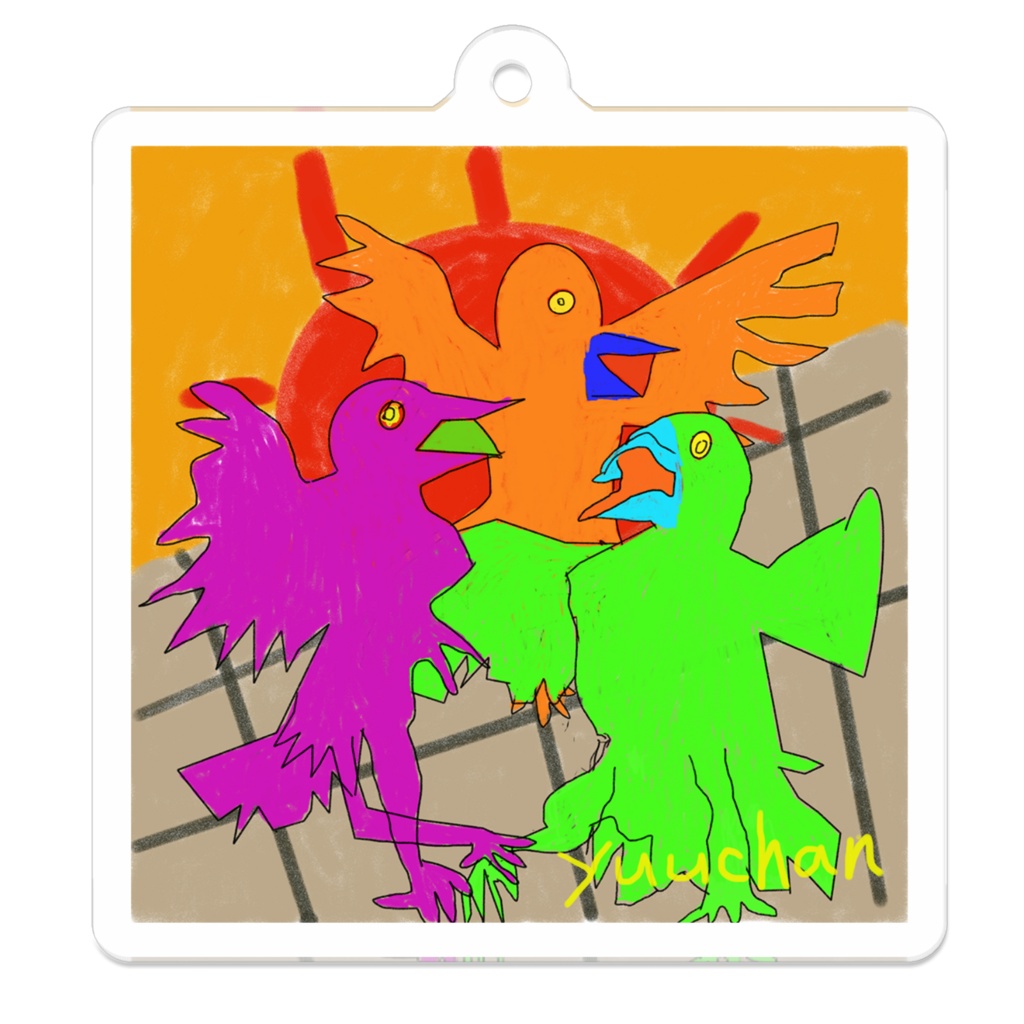 アクリルキーホルダー「3羽カラス」