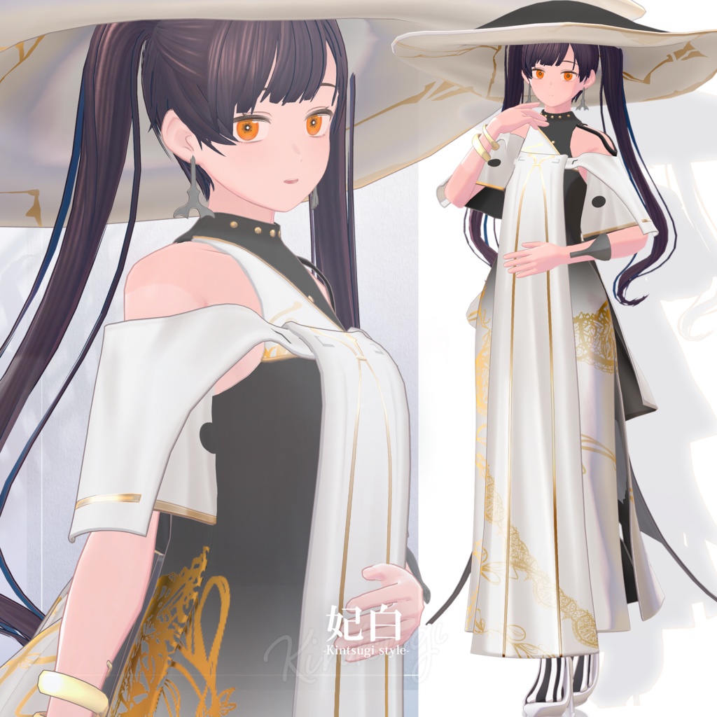 【3D衣装】妃白 -Hishiro Kintsugi style- <VRC対応>