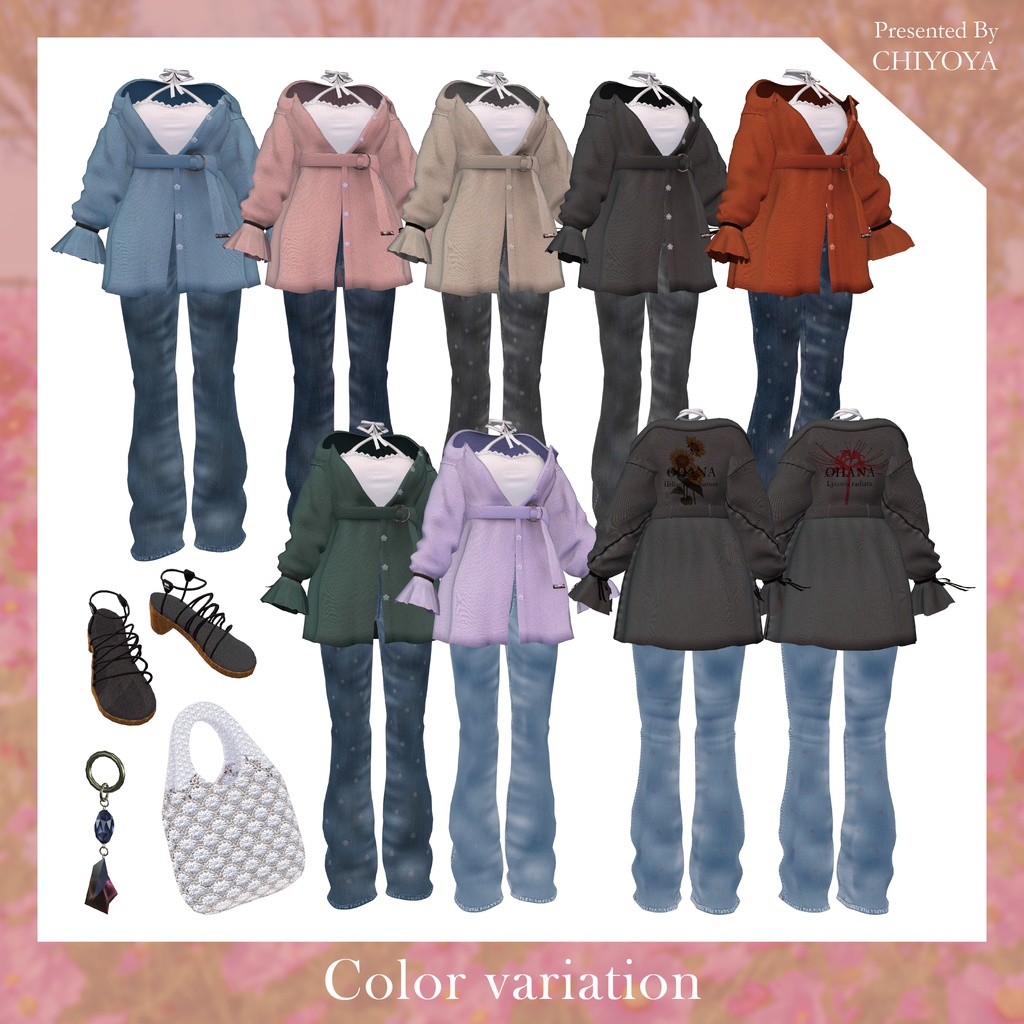 【3D 衣装】OHANA -shirt & boot cut denim code- 《ちよ屋コラボ》<VRC 対応>