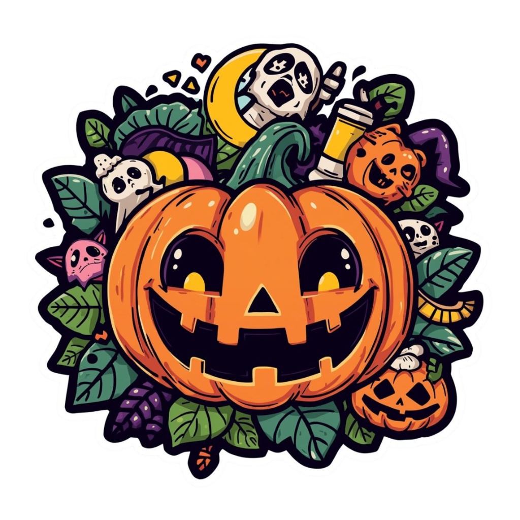 ポップでかわいいハロウィンクリップアート10点セット(PNG透過)