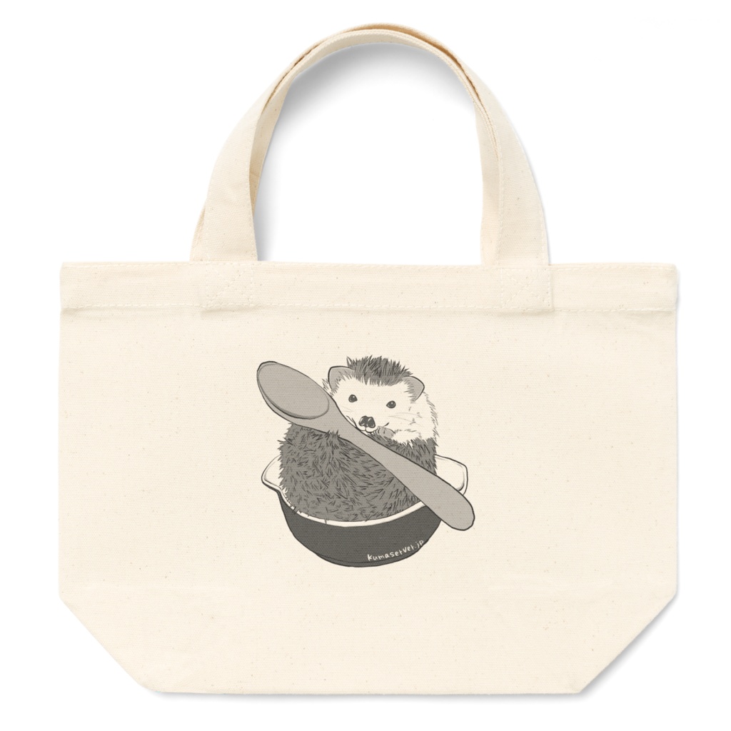 ごはんタイムwithハリネズミ　モノクロver.トートバッグ