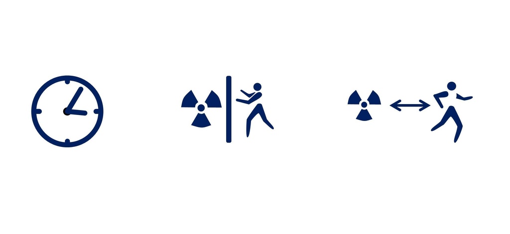 放射線防護の三原則Tシャツ ネイビー