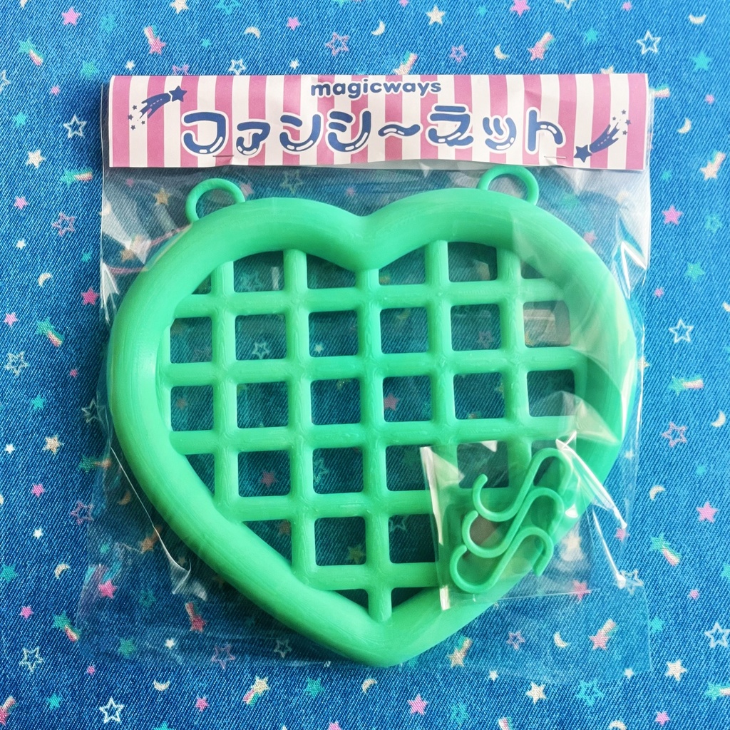 <推し部屋作りに♪>レトロポップ ハートのファンシーネット ミントグリーン