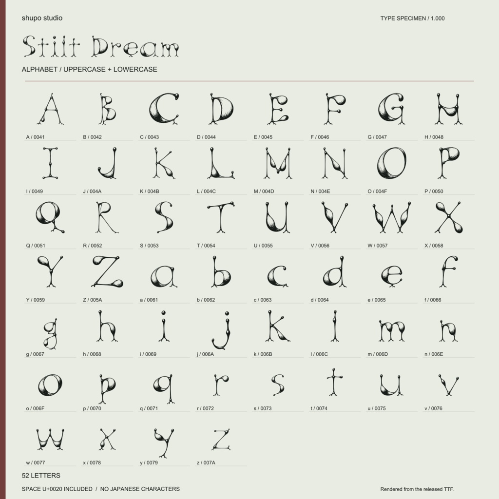 Stilt Dream|英数字・記号フォント|商用利用可