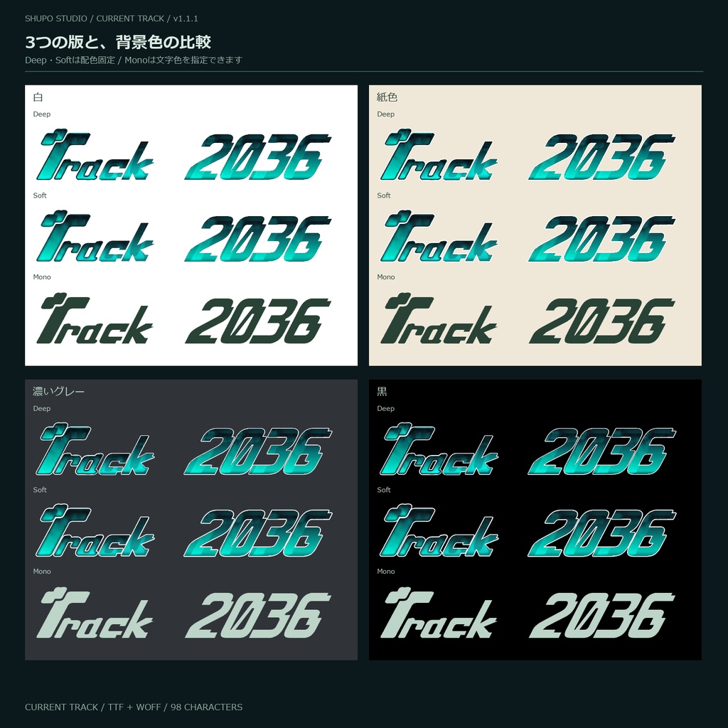 Current Track|青緑の濃淡を持つテック系フォント【商用利用可】