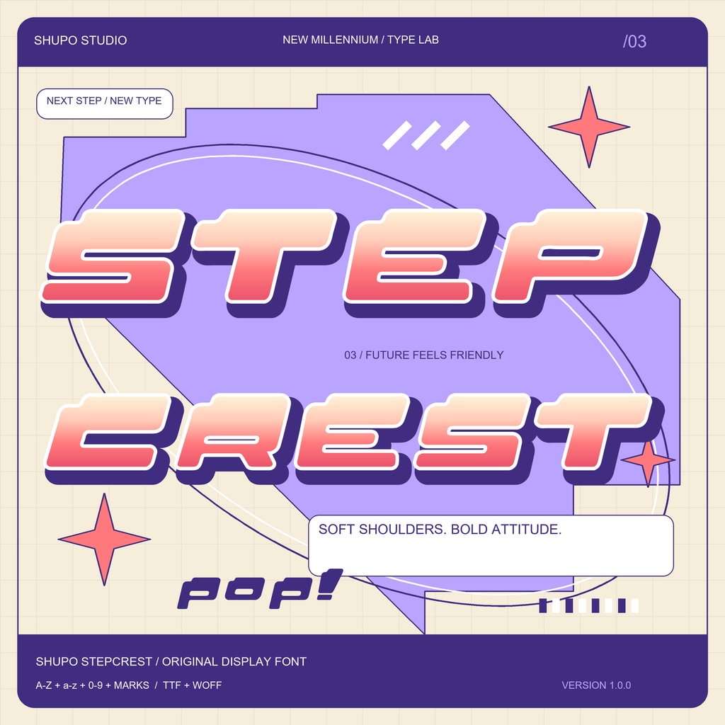 Stepcrest|ポップなY2K欧文フォント|商用利用可・TTF / WOFF