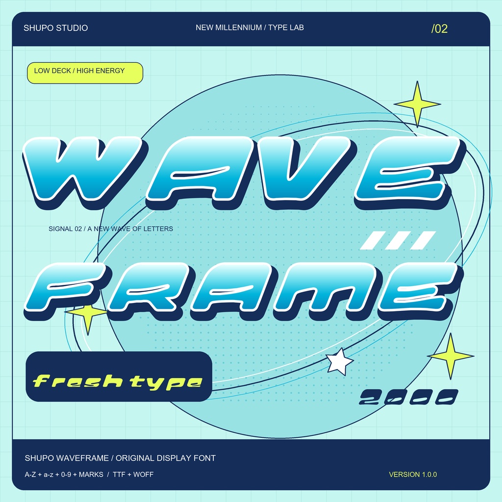 Waveframe|ポップなY2K欧文フォント|商用利用可・TTF / WOFF