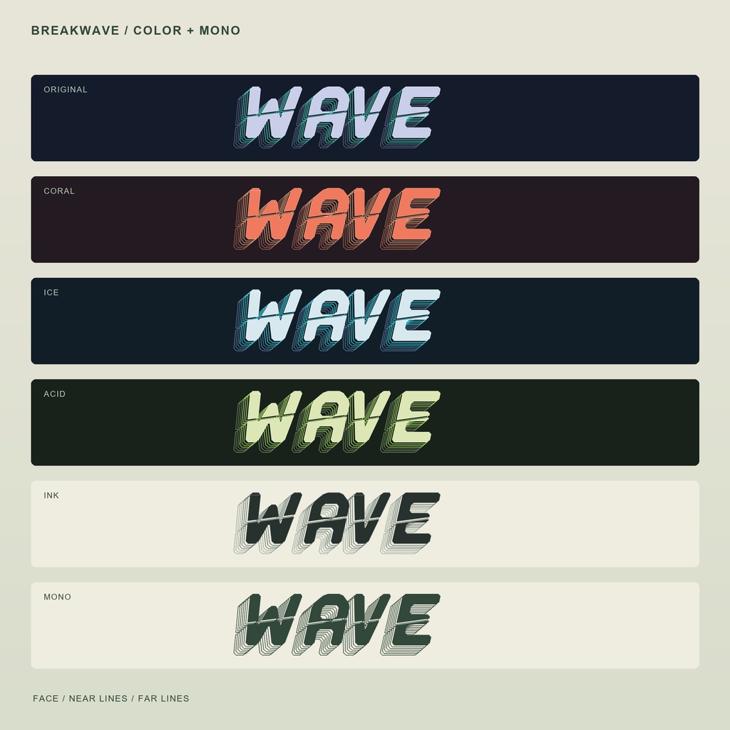 BREAKWAVE|斜体と重なる線の欧文フォント|カラー・単色|商用利用可