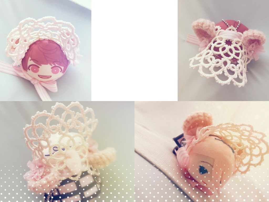 ■おまんじゅう/もちもちマスコットみに■おでかけレースボンネットリボン付き