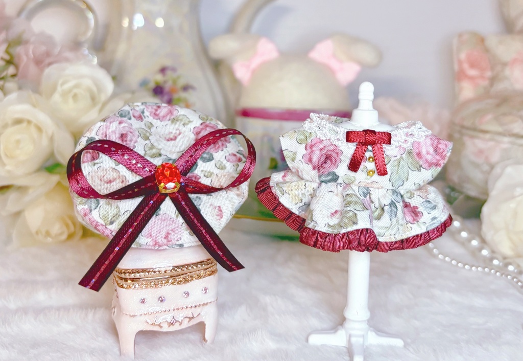 8cm♡ﾛｰｽﾞﾃｨ~なわんぴ~すとﾋﾞｼﾞｭ~ﾍﾞﾚ~帽