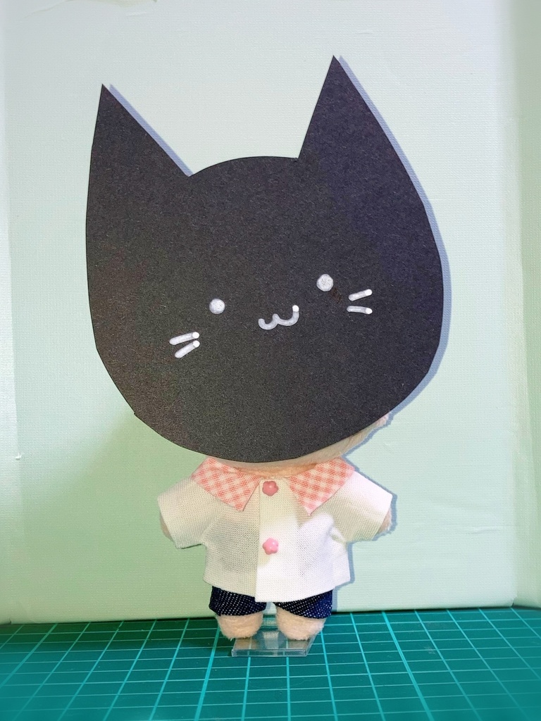 チェック襟シャツ&デニムセット 各色 10㎝ぬい服