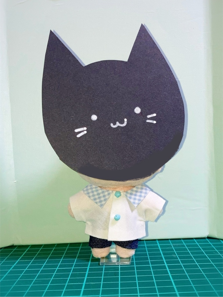 チェック襟シャツ&デニムセット 各色 10㎝ぬい服